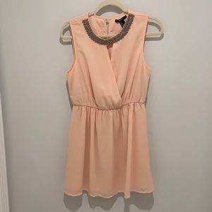 Bejeweled neckline pink dress